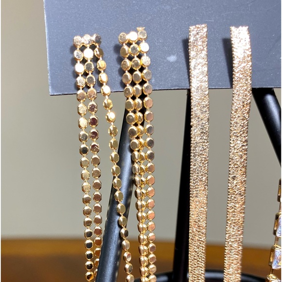 Chain Tassel Earrings Rhinestone Long Decorative Dangle set of 3 Earrings - Picture 4 of 8